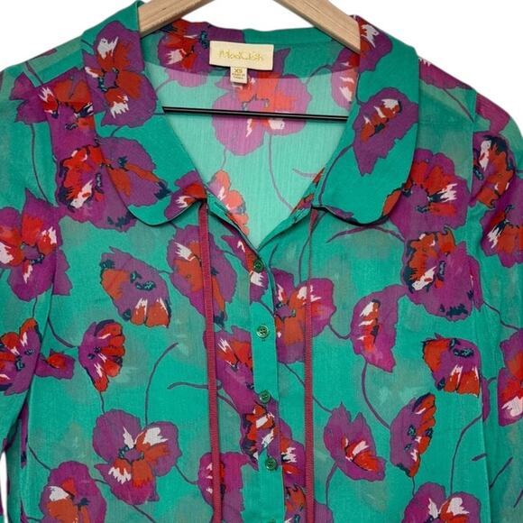 Modcloth Sheer Floral Button Up Blouse SZ XS - Picture 4 of 11